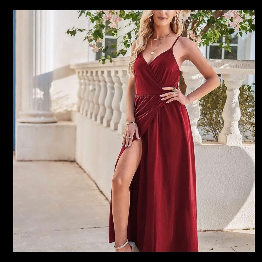 Red maxi dress with slit